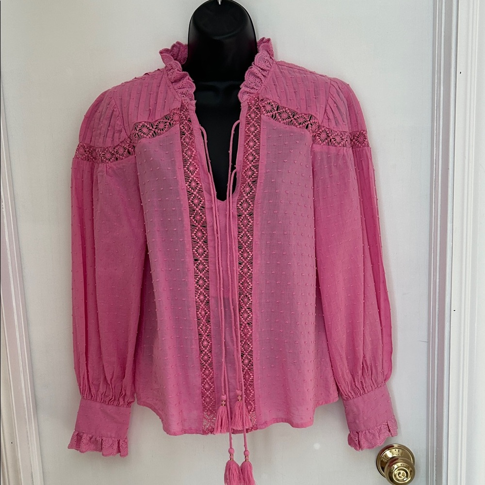 Hale Bob Pink Lace Detail Blouse XS